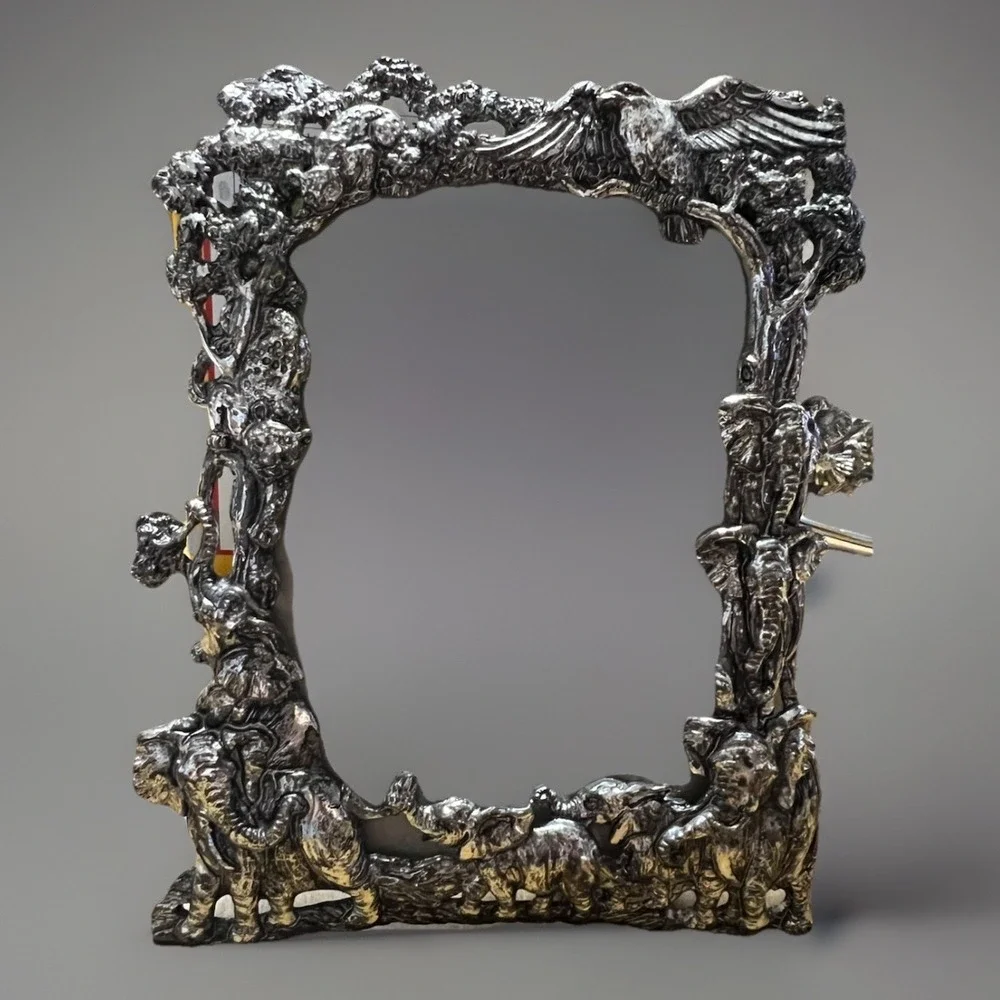 Vintage 1995 Arthur Court SilverTone Pewter Safari‎ Animal Picture Frame  3x5